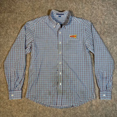 Port Authority Sonic Drive-In Shirt Mens S Blue Gingham Plaid Logo Workwear READ