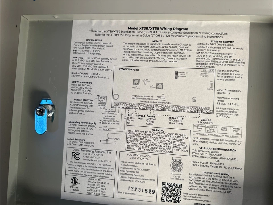 DMP Model XT30/XT50 Control Unit Box w Circuit Boards 12V Alarm 1100D 263C Cell - Image 3 of 4