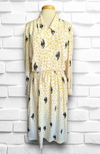 Vintage 1970  s Abstract Yellow  Black Matching Skirt  Shirt Outfit Set