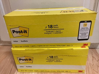 (2-CT) 3M 65418CP Original Pads Canary Yellow Cabinet Pack 3'' X 3'' 90 Sheets/Pad