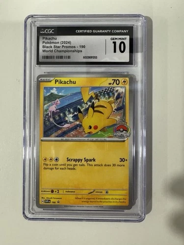 Pokemon Pikachu #190 (World's Stamp 2024) Black Star Promo - CGC 10