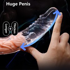MAN Condom Sheath Bigger Penis Extender Enlarger Girth-Enhancer Realistic Sleeve