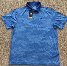 Under Armour Men  s Playoff Polo 2.0 Shirt Blue Camo Jacquard Golf Performance XL