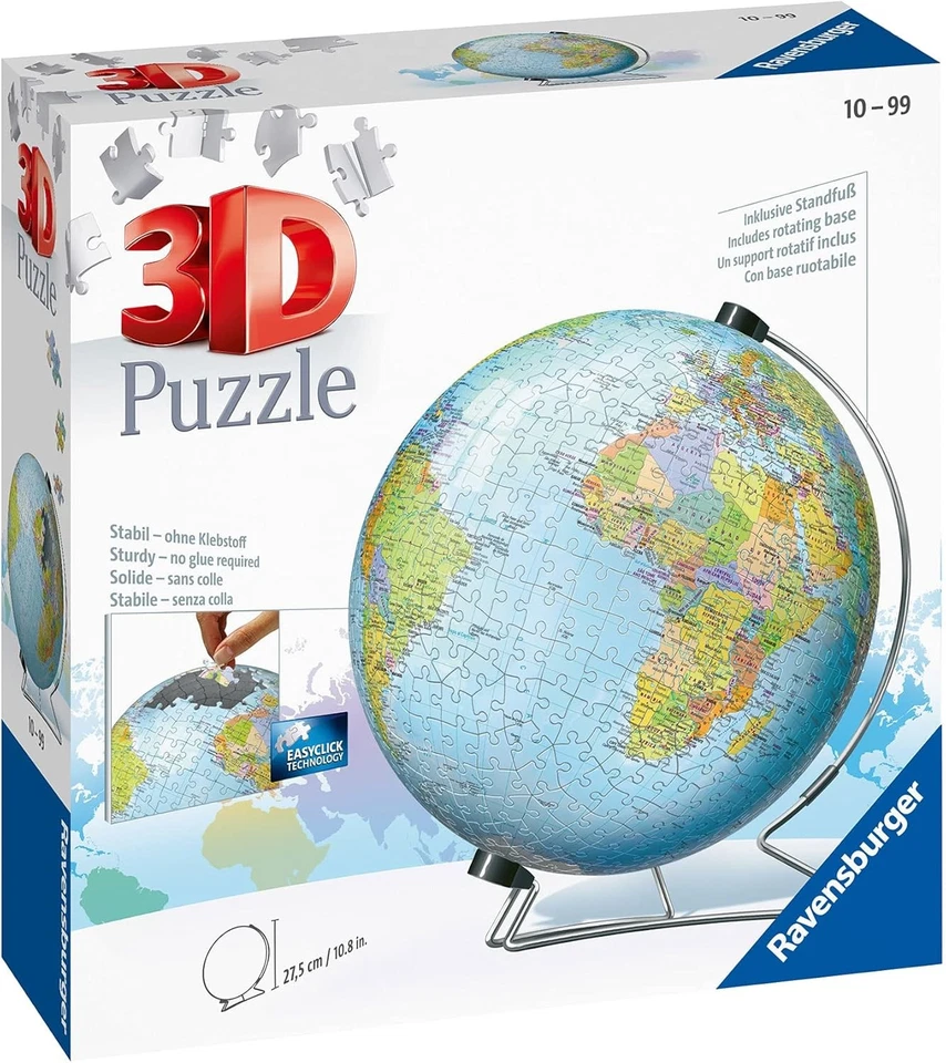 Ravensburger World Globe on a V-Stand 3D Jigsaw Puzzle & Eiffel Tower 3D Jigsaw - Immagine 4 di 4
