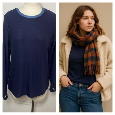 Cuddl Duds ClimateRight Navy Blue Long Sleeve Base Layer Top | Size M