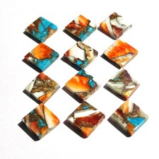 Natural Square Spiny Oyster Copper Turquoise Cabochon Spiritual Gemstone