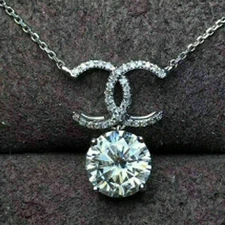 2.50 ct Created Diamond Women's Elegant Classy Necklace 14k White Gold Plated