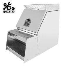 Sliver Aluminum Side Mount Semi Truck 25x28x18" Tool Box Saddle Step Open Wide