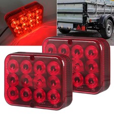 Waterproof Pair Rear Led Square Red Trailer Tail Lights Kit Boat Truck 12v 24v