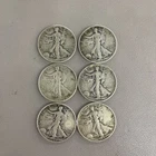 6 Walking Liberty Half Dollar Lot 90% Silver Coins 1937 1941 1942 1945 1946 1947