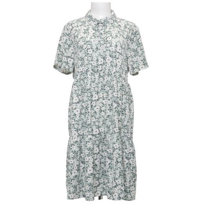 Jacqueline de Yong, Kleid, Größe: 40, Grün/Weiß, Polyester, Blumen, Damen #Jhk