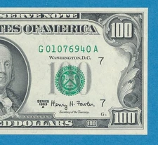 $100. 1963-A  CHICAGO  DISTRICT ORIGINAL, EMBOSSED PERFECT GEM NEW FRN