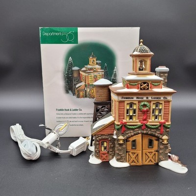 Dept 56 FRANKLIN HOOK & LADDER CO. #56601 New England Village 1998 w/New Light