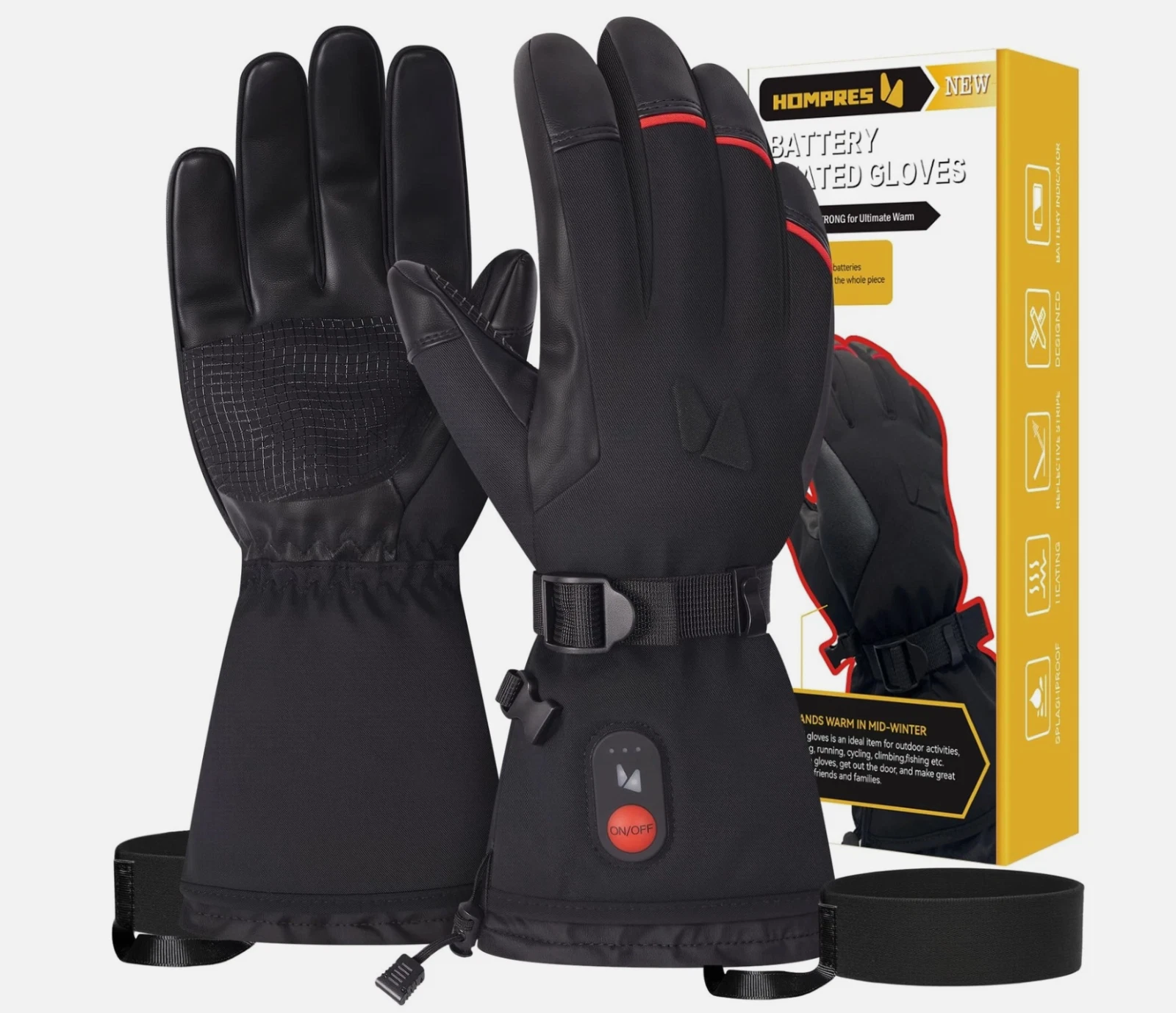 HomPres Heated Gloves Medium Rechargeable Battery Winter Warm Waterproof