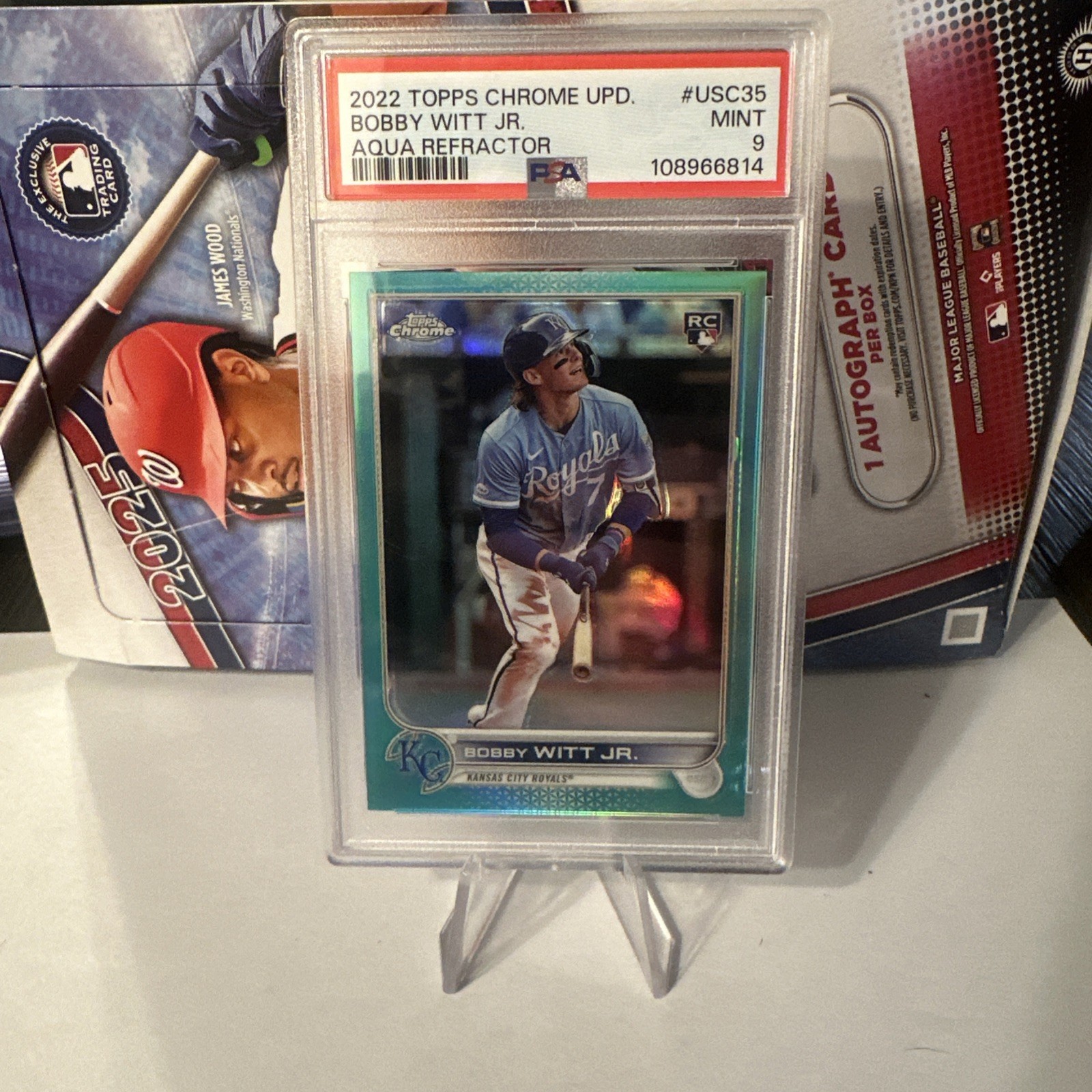 2022 Topps Chrome Update Bobby Witt Jr. Aqua Refractor /250 Rookie RC #USC35