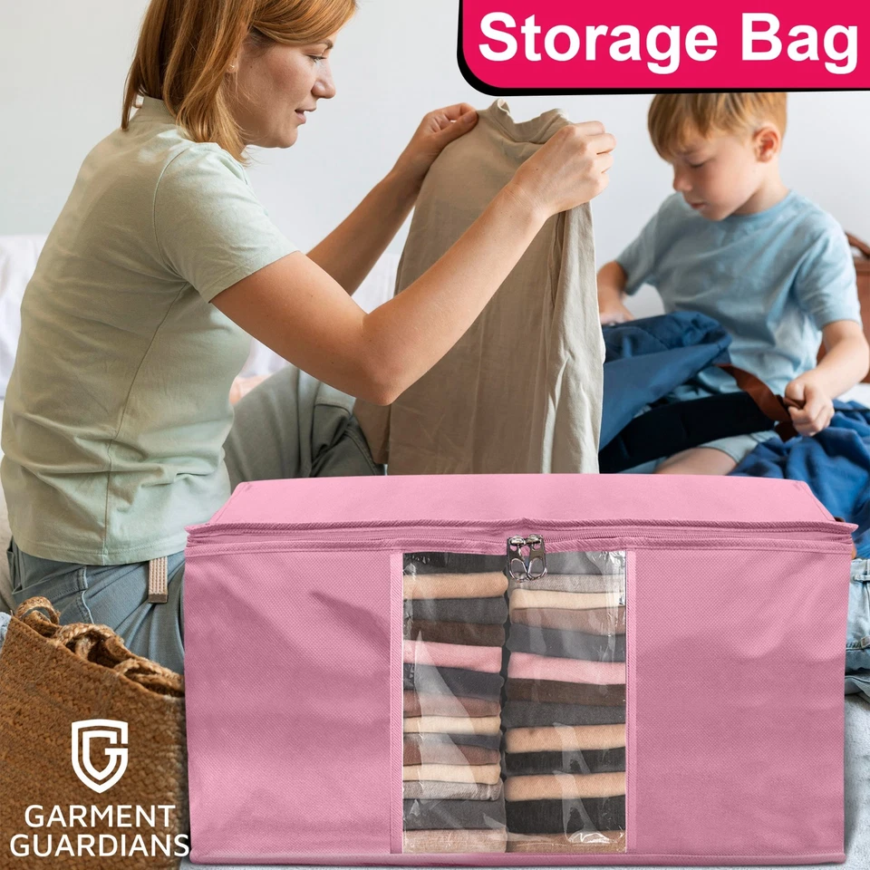 90Lclothes storage bags with zips Large Bedroom Bedding Storage Box Collapsible - Image 4 of 4