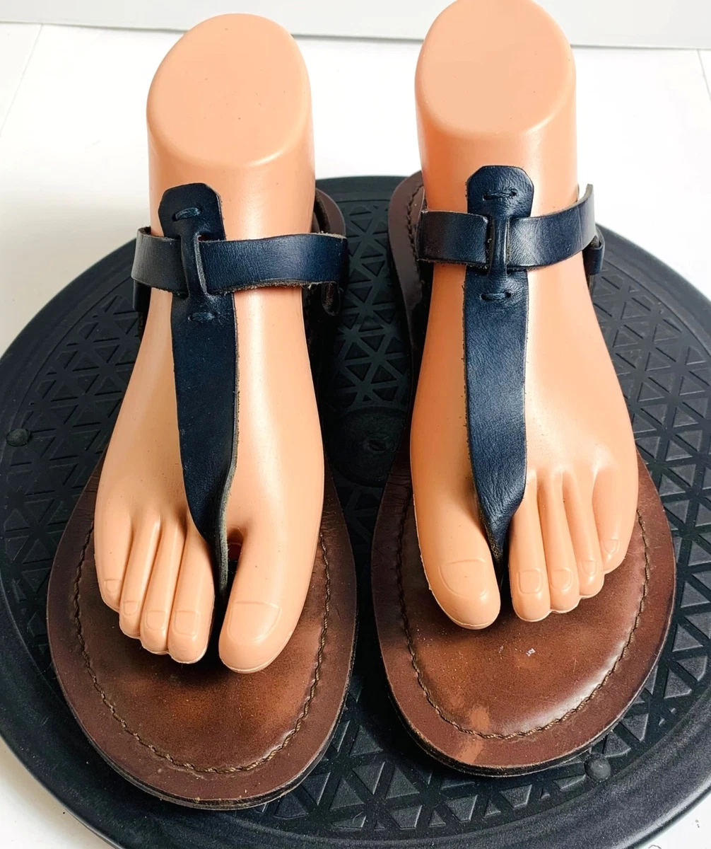 Matisse Navy Blue Leather Thong Slingback Sandals Size 8