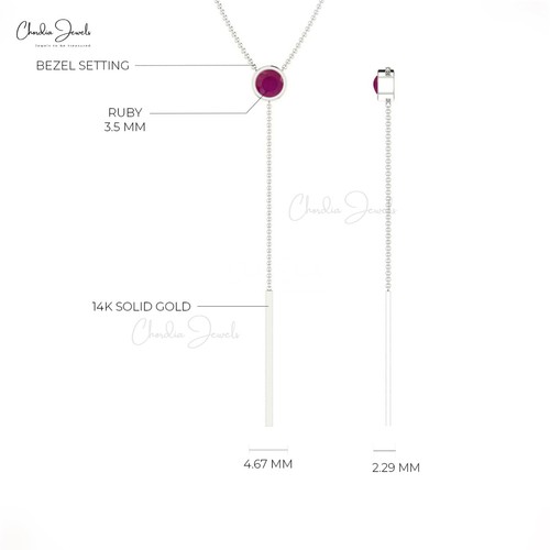1/4CT Natural Ruby Lariat Y Drop Hallmarked 14k Solid Gold Necklace Wedding Gift - Picture 21 of 22