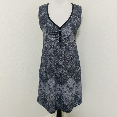 Gerry Women's Medium Sleeveless Active Dress Floral Black/Gray Vacation Boho - Picture 2 of 9