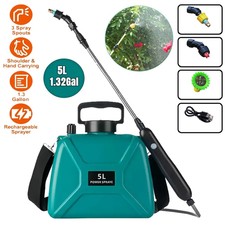 5L Rechargeable Electric Garden Sprayer Battery Powered Pump Sprayer w/3 Nozzles