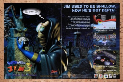1997 Earthworm Jim 3D PS1 Original Advertisement / Retro Wall Art v4