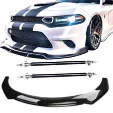 Glossy Black Front Bumper Chin Lip Spoiler Body Kit Fits 15-22 Dodge Charger SRT