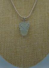 White Clear Sea Glass Pendant: Rounded Triangle Shape P 13 