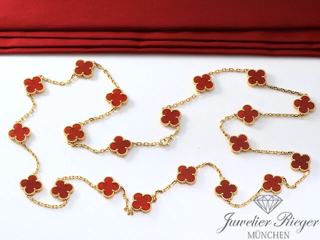 Van Cleef & Arpels Collier Vintage Alhambra Gelbgold 750 Karneol 2014 Gold - Bild 3 von 4