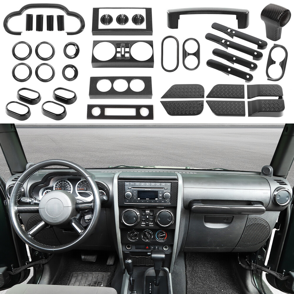38x Full Set Interior Decoration Trim Kit for Jeep Wrangler JK 07-10 Accessories