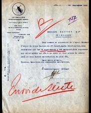 NICE (06) ART MENAGER / APPROVISIONNEMENT GENERAL "LE GRILLON" Lettre en 1928