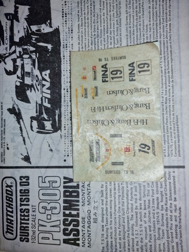 Vintage MATCHBOX PK-305 SURTEES TS16/03 Plastic Model Kit 1/32 Scale - Picture 3 of 7