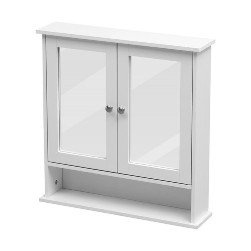 Bathroom Wall Cabinet Storage Cupboard with Mirror Wooden Shelves White - Picture 4 of 10