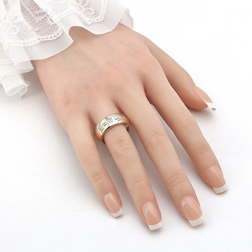 Anello moderno in oro 750 tricolore con diamanti - Foto 6 di 6
