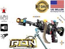 TOY Battery Electric FUN Military Machine Gun Flash Sound Vibration Light Kid 3