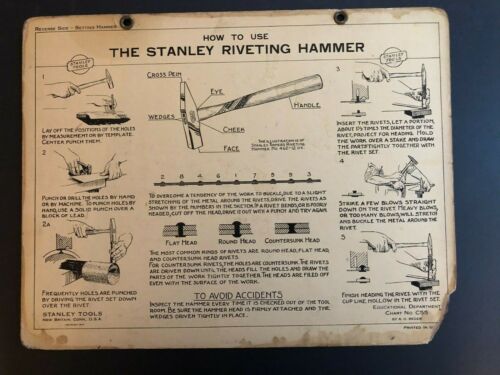 Vintage 1933 Stanley Tools Tabella istruzioni cartone pressato doppia faccia (4 di 14) - Foto 2 di 10