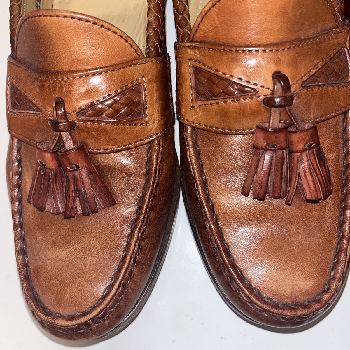 Allen Edmonds Maxfield Tassel Loafers Mens 9 3E Chili Brown Woven Leather 4316 NEW Old Stock ALLEN EDMONDS Maxfield Tassel Loafers 9 D  main image 3