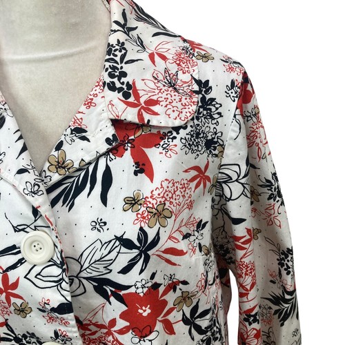 VTG Notations Jacket Sz P/XL Stretch Floral White Red Black 3/4 Sleeves - Picture 4 of 10