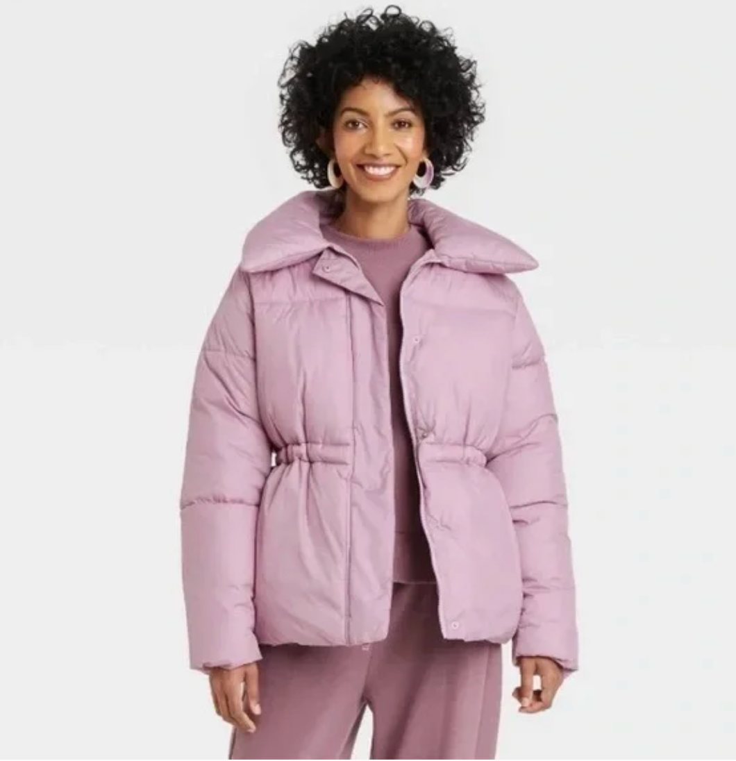 Women's A New Day Water Resistant Puffer Jacket Pink Mauve Women's A New Day Water Resistant Puffer Jacket Pink Mauve
