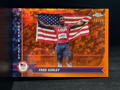 2024 Fred Kerley Topps Chrome U.S. Olympic Team Orange Refractor 22/25