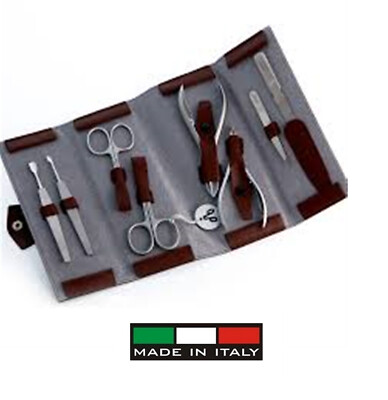 Alpen 6839R: 8 Piece Manicure Set (Stainless Steel) in Burgundy Leather Case