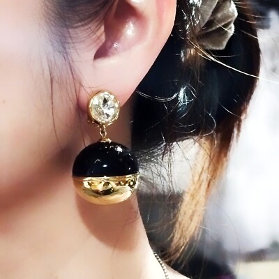 イヤリング VALENTINO GARAVANI EARRINGS Garavani Valentino Gold & BlackTone With Crystal Clip On