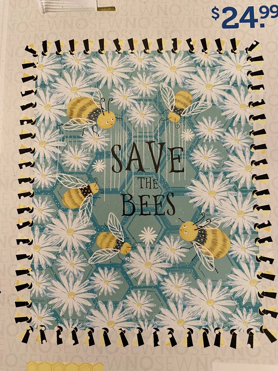 SAVE the BEES Fleece NO SEW Tie Blanket THROW KIT 48X60 Teal Yellow DAISY  FLOWER