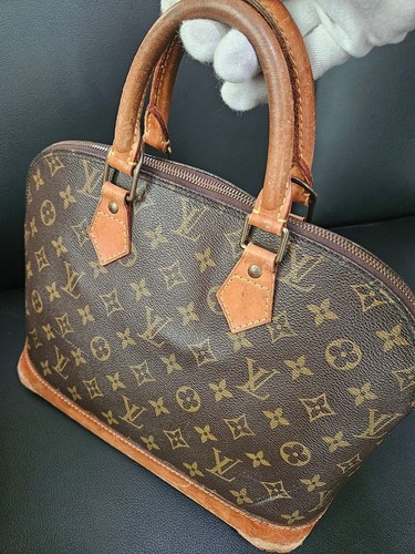 Louis Vuitton Alma Handbag Leather Monogram Canvas Made in France Auth #3 - Picture 6 of 12