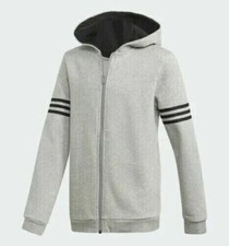 Adidas Youth Hoodie - Adidas Athletics Logo Grey/Black Stripe 15-16 years