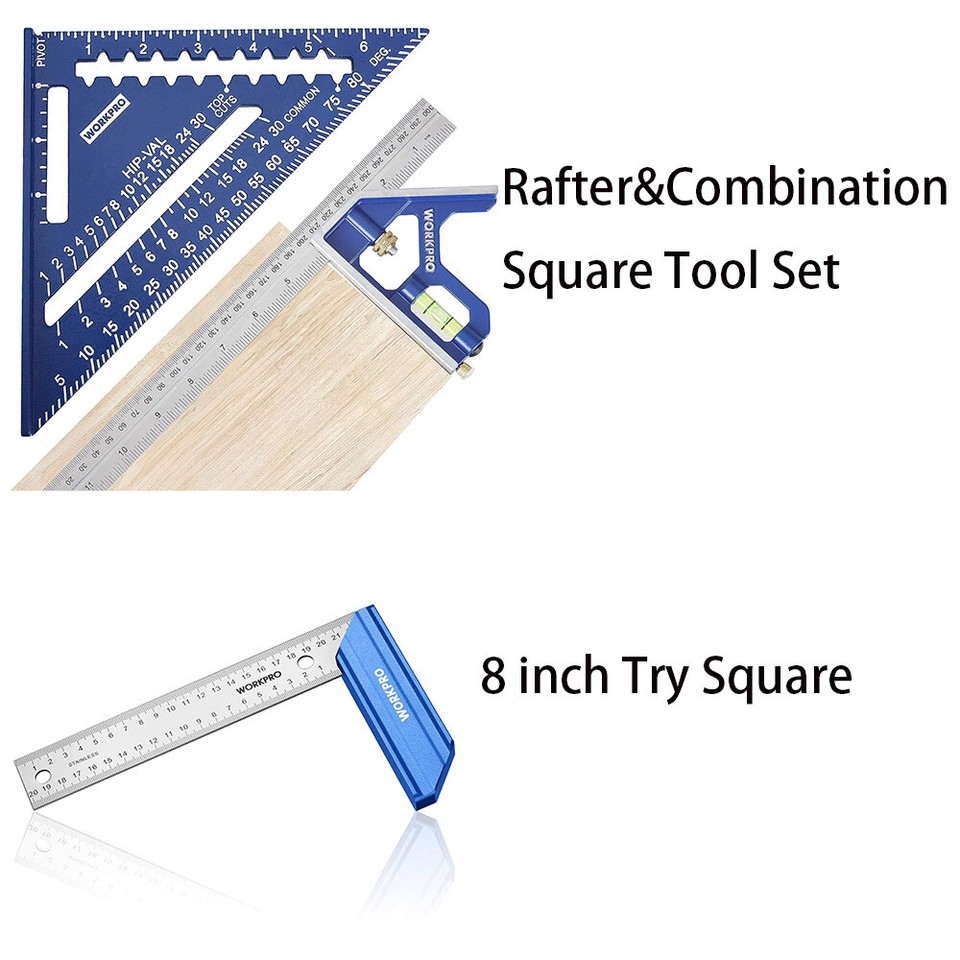 WORKPRO 8-inch Try Square Tool/2PIECE Rafter Square &Combination Square ...