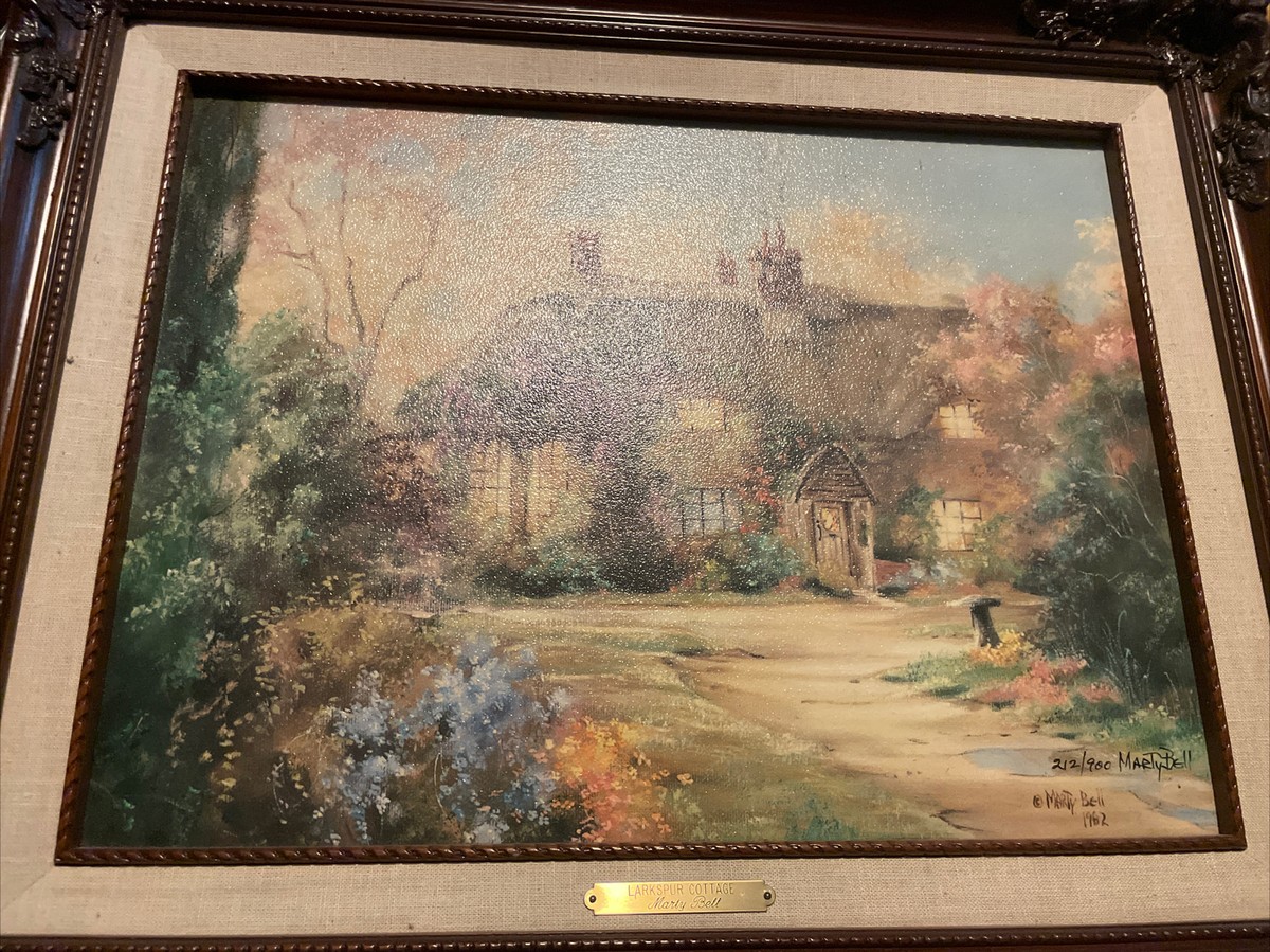 Framed Ltd Editon Lithograph Print 'Larkspur Cottage' by Marty
