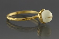 Genuine BALTIC AMBER White Round Bead Gold Plated Silver 6 Ring 1.6g 191030-35
