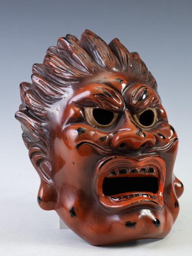 Old Vintage Ceramic Buddhism Mask Plaque -Basarah Warrior- Showa Product Tsushim - Picture 10 of 17