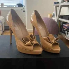 Valentino Nude Peep Toe Heels size 38.5
