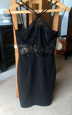 BOOHOO LB(MINI)DRESS  WITH LACE AND "SPAGHETTI"TYPE SHOULDER STRAPS UK SIZE 6